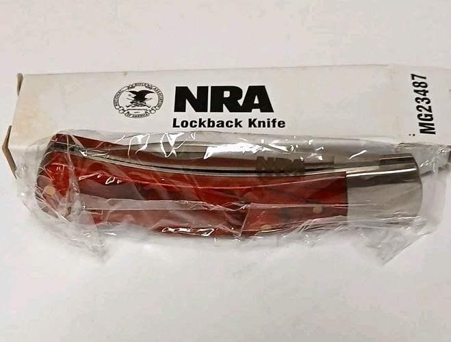 NRA Stone River MG23487 Lockback Pocketknife Wood Handle Stainless Clip Pt