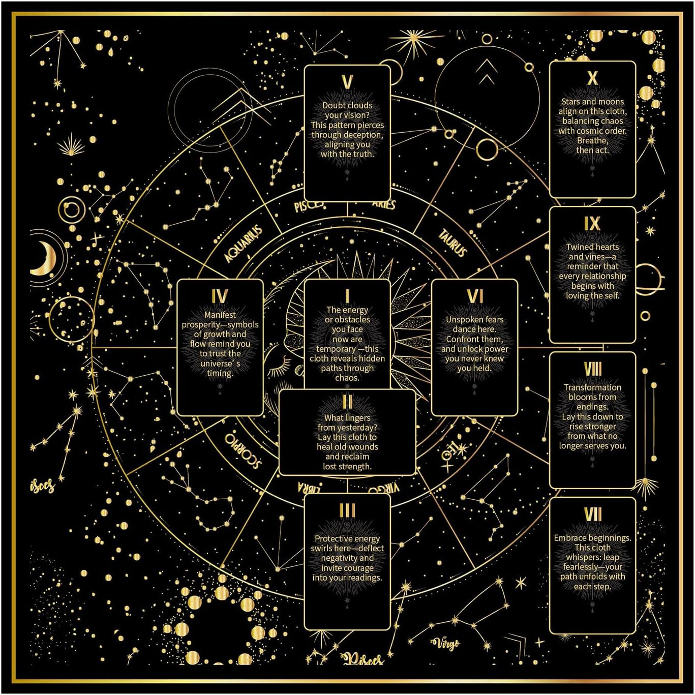 Tarot Tablecloth, 24.8X24.8In Altar Cloth Sacred Divination Cloth Tarot Tablecloth, 24.8X24.8In Altar Cloth Sacred Divination Cloth