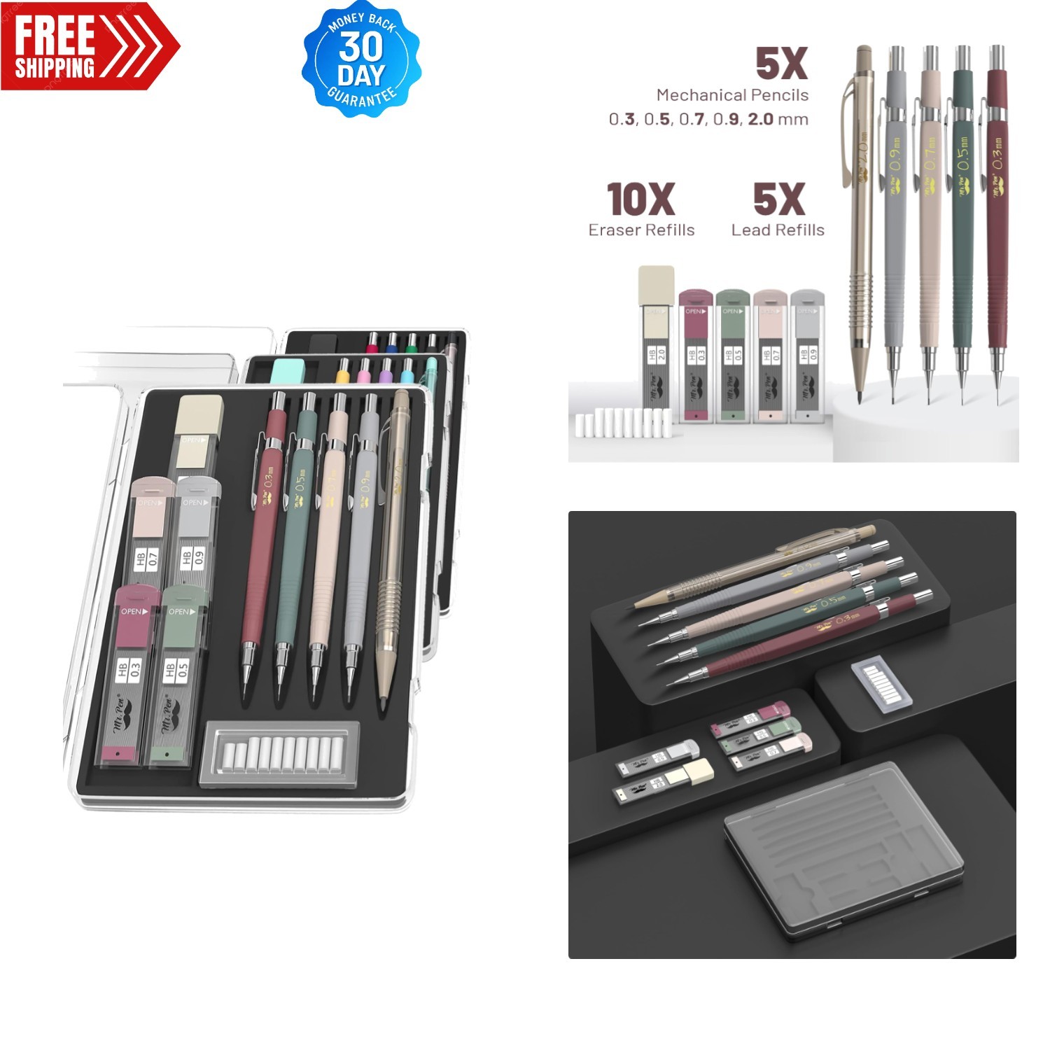 5-Piece Vintage Mechanical Pencil Set - Perfect for Everyday and Artistic Use 5-Piece Vintage Mechanical Pencil Set - Perfect for Everyday and Artistic Use