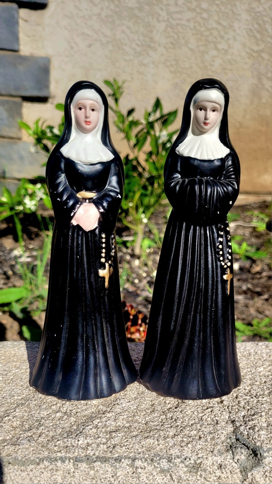 Vintage K's Collection Saint Rita Nun Figurine Statues 7 inches Black Robes Goth