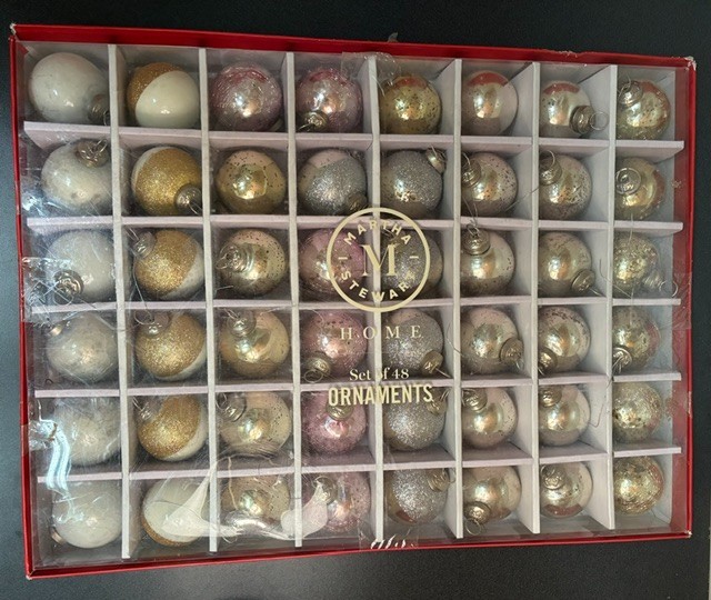 Martha Stewart 48 Piece Mercury Glass Silver Round Christmas Ornaments Classy