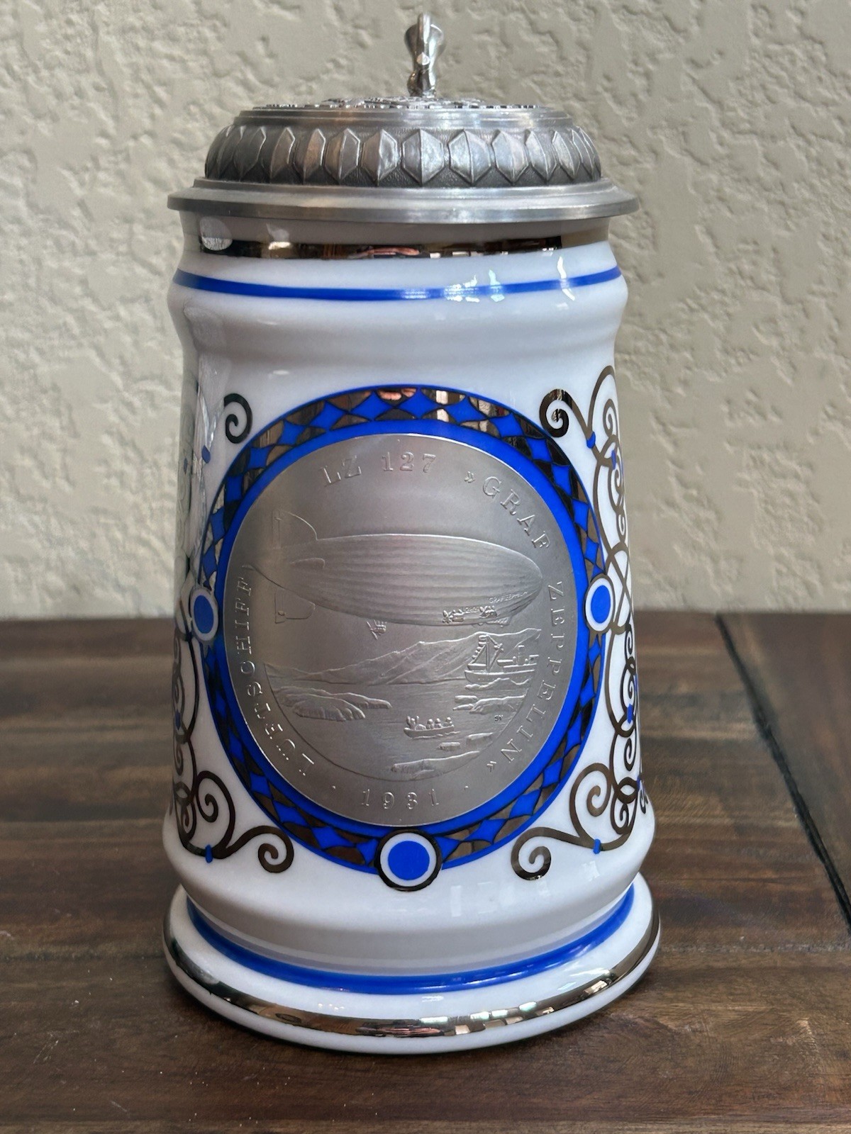 Vintage ALWE Germany Graf Zeppelin Beer Stein w/ Pewter Lid + COA Vintage ALWE Germany Graf Zeppelin Beer Stein w/ Pewter Lid + COA
