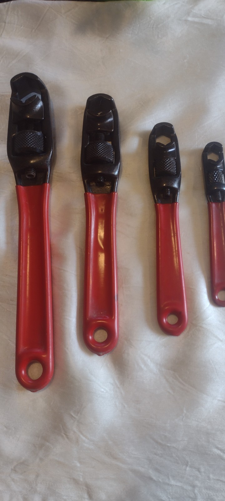 Vtg 1990s Adjustable Box End Wrench Set, Square/Hex Nut, Red Handle Vtg 1990s Adjustable Box End Wrench Set, Square/Hex Nut, Red Handle