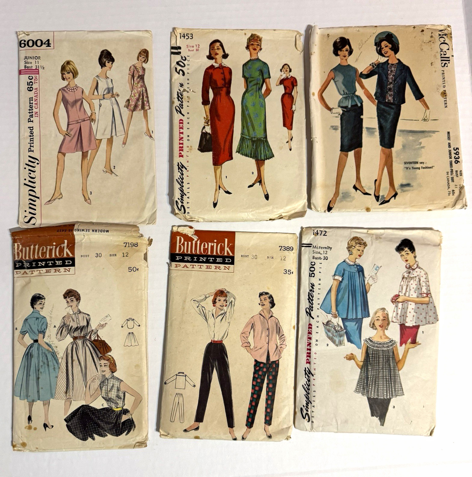 Lot 6-Vintage Simplicity McCall Butterick 50s 60s Women’s Sewing Patterns