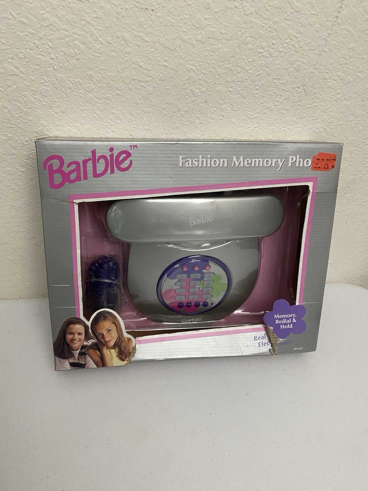 Vintage Barbie Fashion Memory Phone BE-818 Landline Telephone Silver Purple 1999