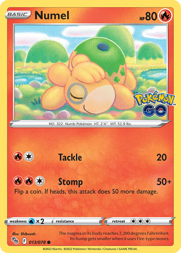 NUMEL C REVERSE HOLO 013/078 POKEMON GO POKEMON NM/M NUMEL C REVERSE HOLO 013/078 POKEMON GO POKEMON NM/M