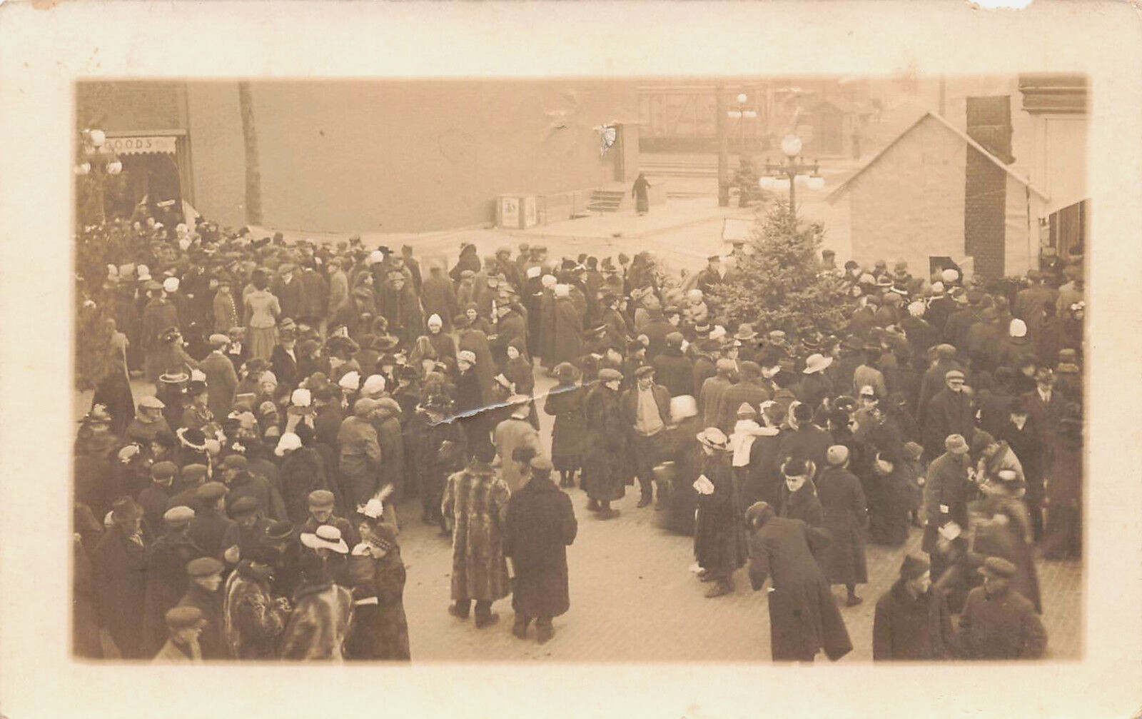 LARGE GROUP OF PEOPLE GATHERED IN CITY DOWNTOWN REAL PHOTO POSTCARD 1910s RPPC LARGE GROUP OF PEOPLE GATHERED IN CITY DOWNTOWN REAL PHOTO POSTCARD 1910s RPPC
