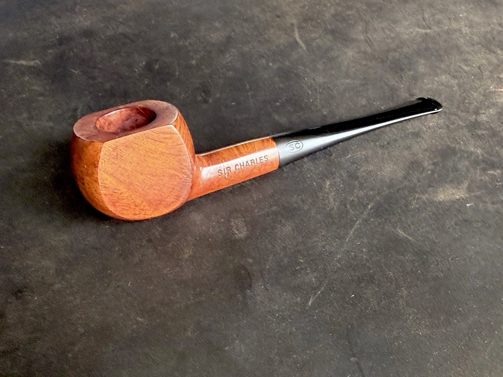 RARE Vintage Pipe SIR CHARLES Flat Side Algerian Briar Pipe Unsmoked. France 