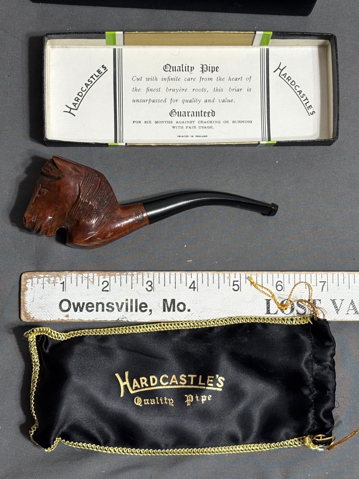 Radica Garantita wood HARDCASTLE\'S Quality HORSE HEAD Smoking Pipe OLD BRUYERE