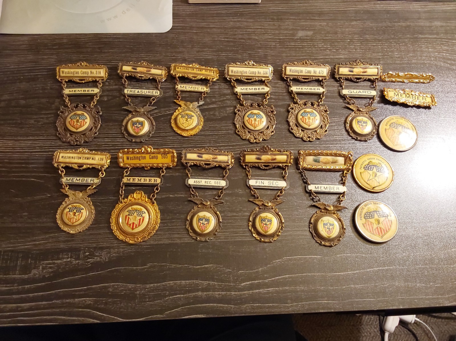 11 Patriotic Order Sons Of America P.O.S. of A. Badge Medal Lot + Extras