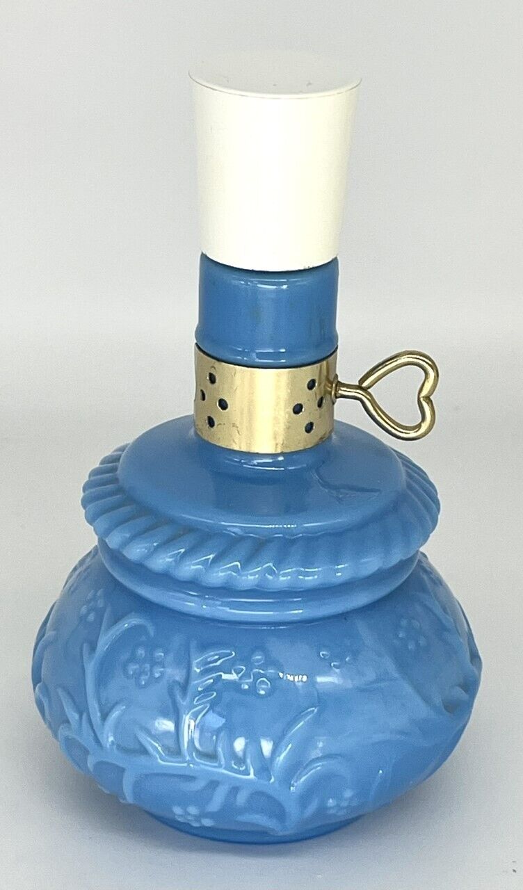 Vintage Avon Courting Lamp Blue Glass Bottle Hana Gasa Cologne - 1/4 Full