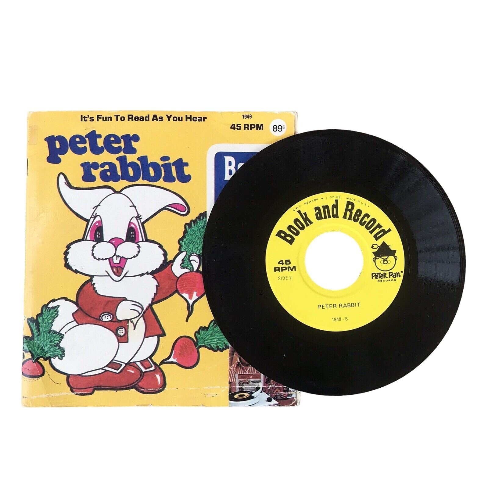 Vintage 1971 Peter Rabbit Book & Record 45 RPM