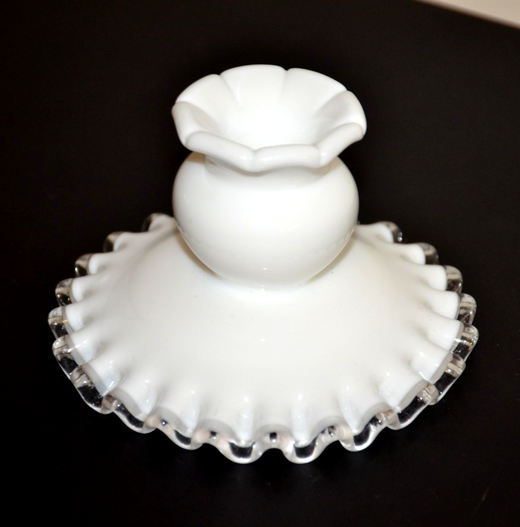Fenton Silver Crest Candle Holder 3\ Fenton Silver Crest Candle Holder 3\