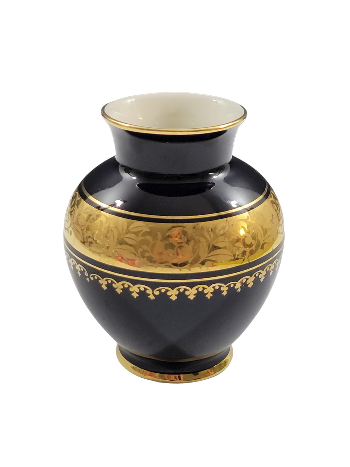 Kerafina Echt Cobalt Porcelain Vase Bavaria Germany 22K Gold Etched Trim 5