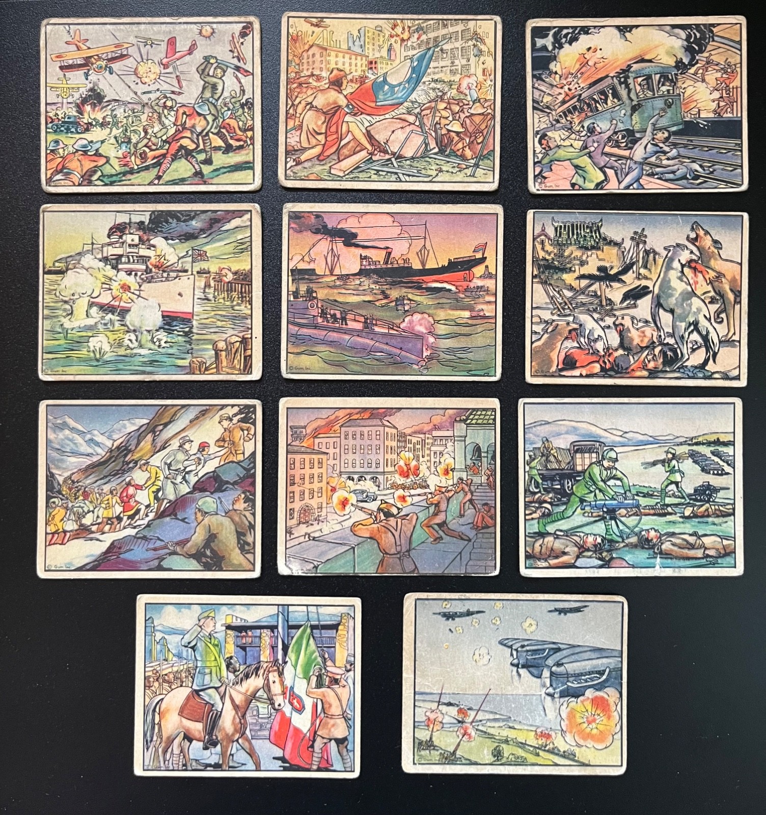 1938 Gum Inc Horrors of War R69 11-Card Lot including #246 High Number