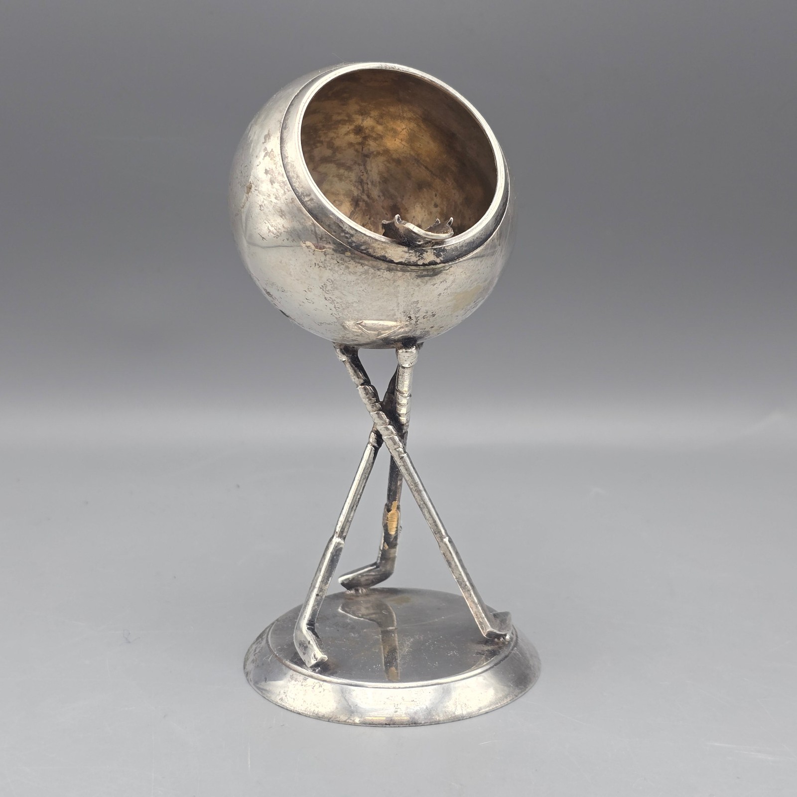 Vintage Silver Plate Golf Themed Ashtray