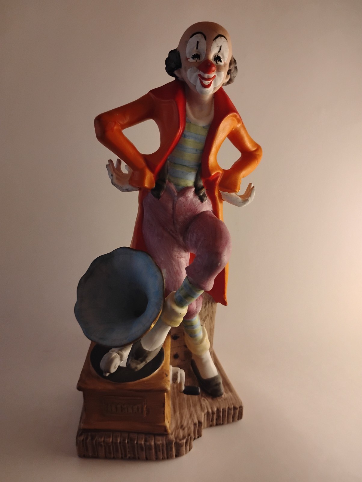 Vintage The Toscany Collection Clown Figurine with Phonograph