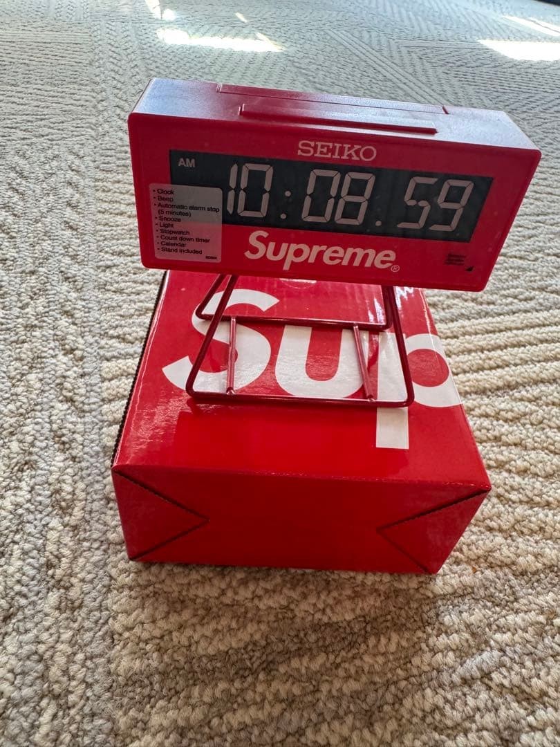 Supreme SEIKO QHL905RL Digital Alarm Clock Red Display Japan Used