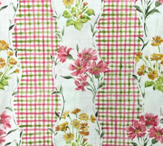 Lovely vintage LAURA ASHLEY cotton floral fabric Pink-Greens 23x19