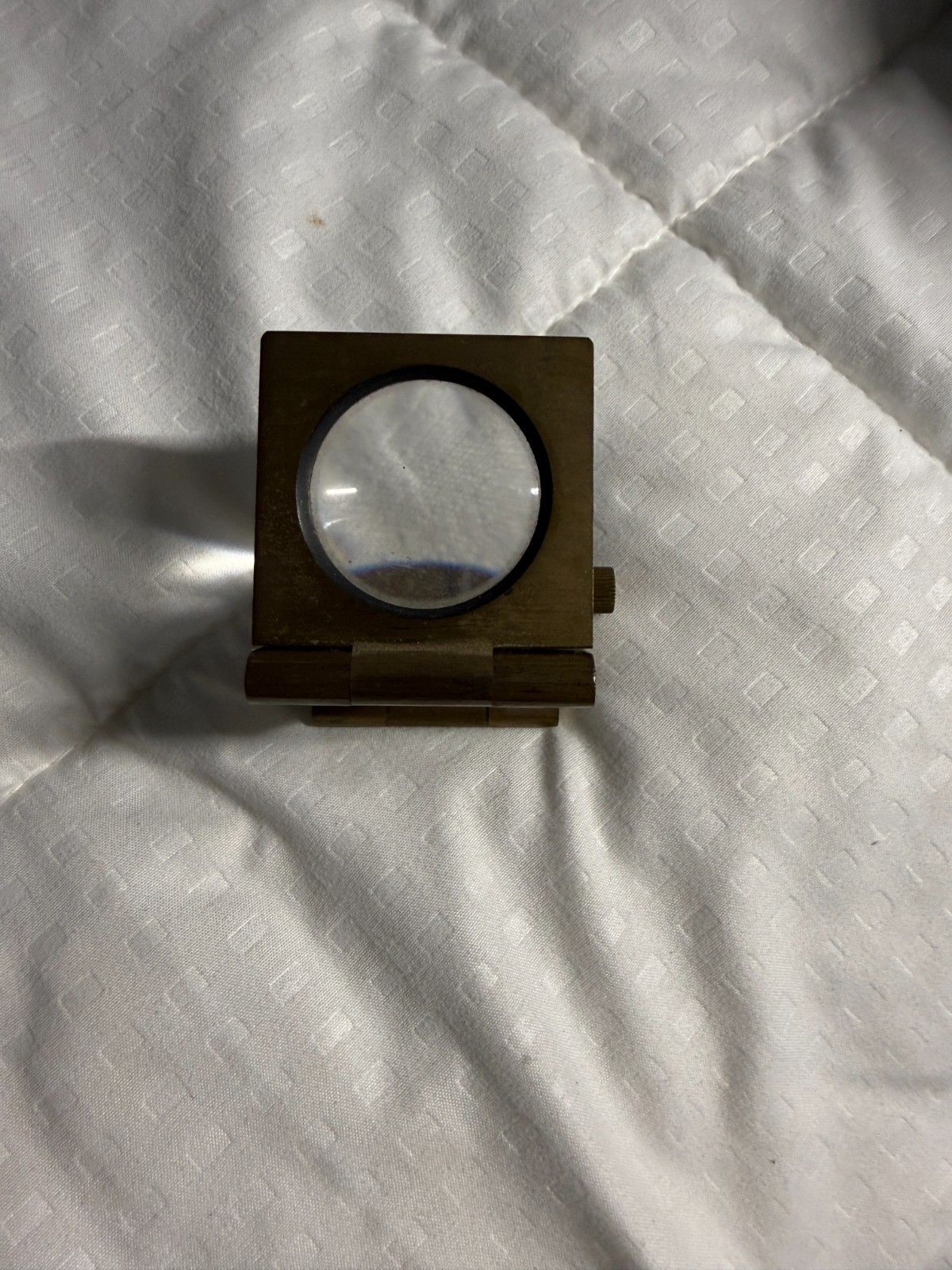 Antique folding brass linen thread counter magnifying glass