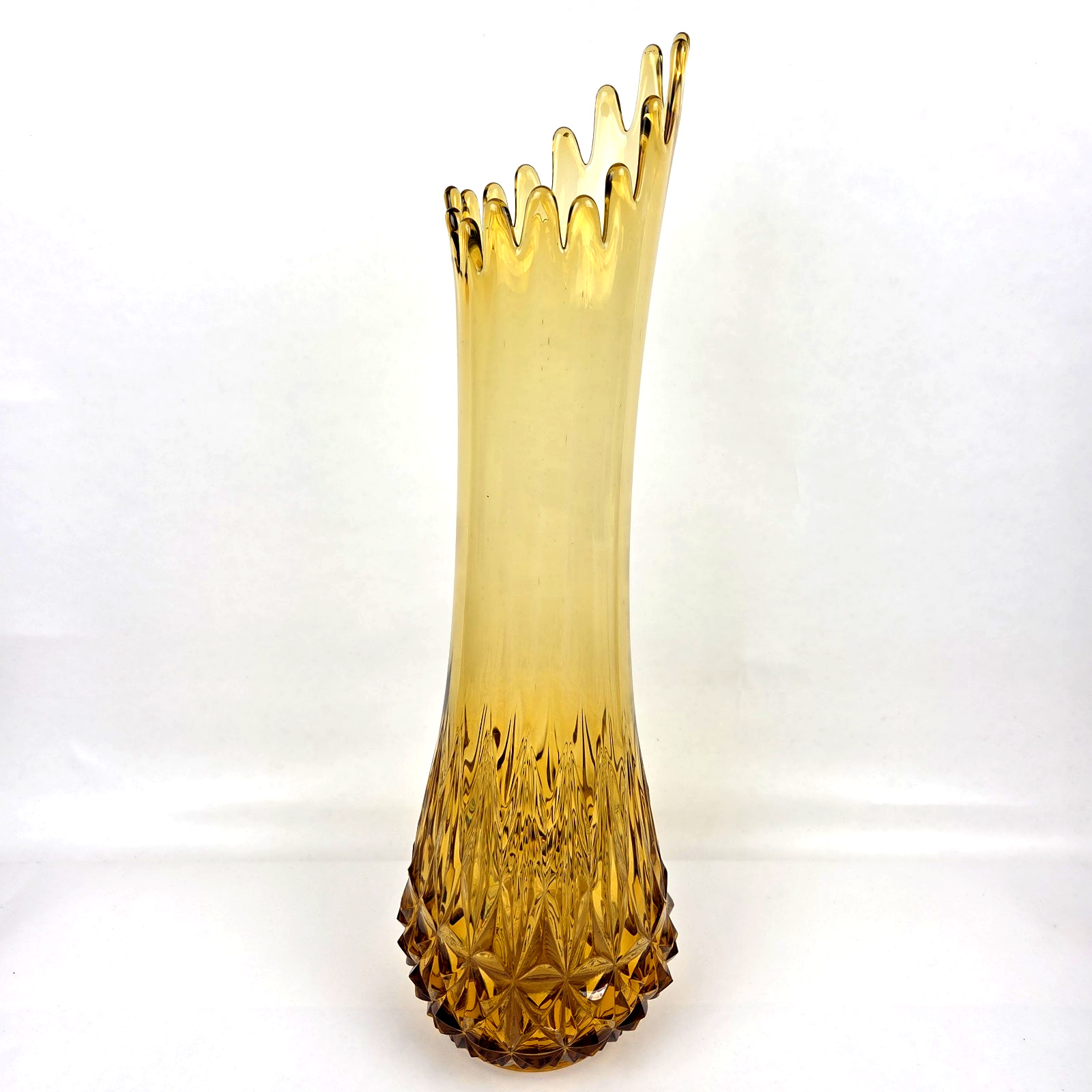 Vintage L.E. Smith Amber Swung Floor Vase 21.5