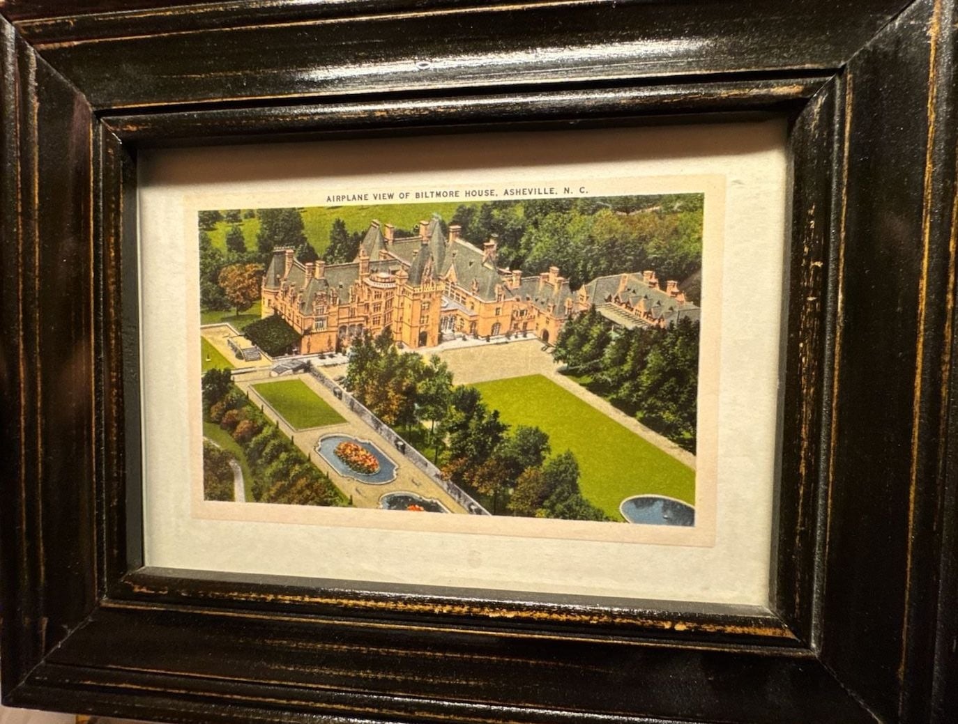 Vintage Biltmore House Airplane View Asheville NC Framed Postcard Vintage Biltmore House Airplane View Asheville NC Framed Postcard