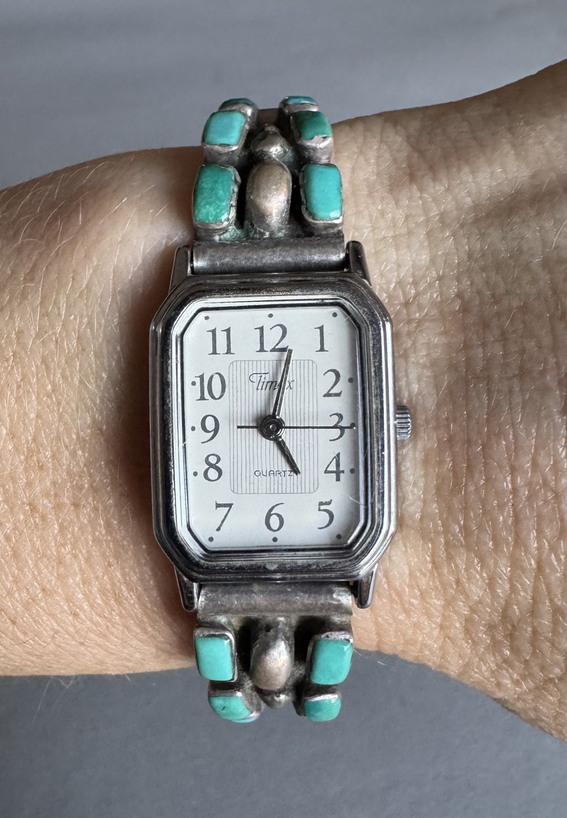 Old Pawn Zuni Sterling Silver Turquoise Watch Bracelet