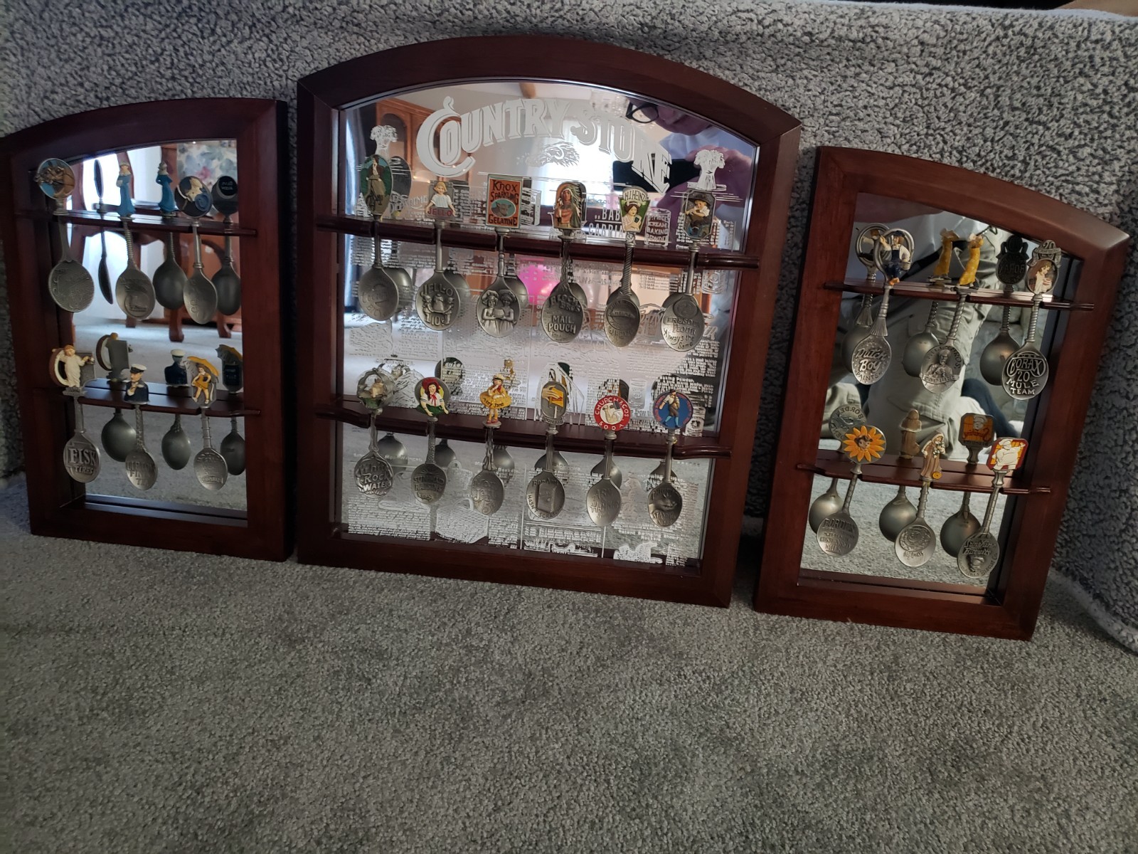 Franklin Mint Country Store Pewter Spoons/Mirrored Rack-24 Spoon Complete Set Franklin Mint Country Store Pewter Spoons/Mirrored Rack-24 Spoon Complete Set