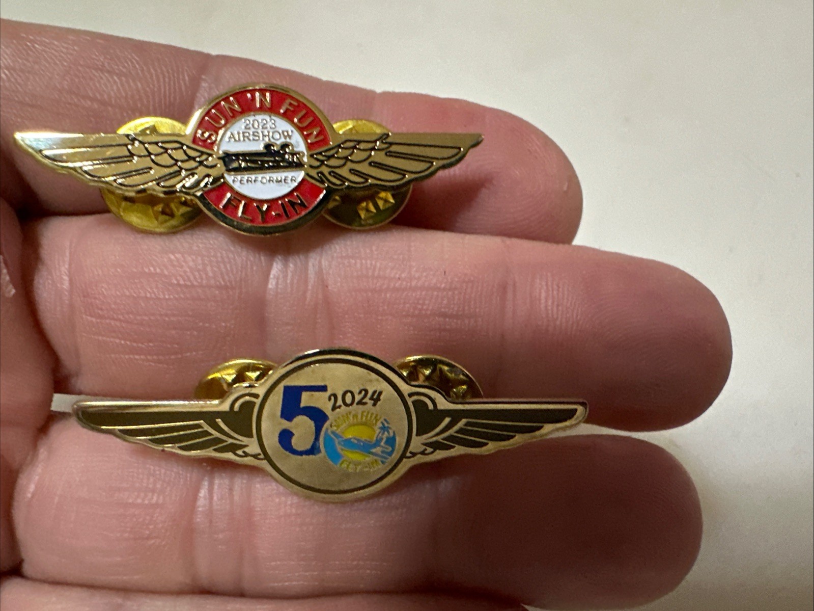 Sun \'n Fun Aerospace Expo, 50th Anniversary  2023 & 2024 Sun \'n\' Fun Lapel Pins