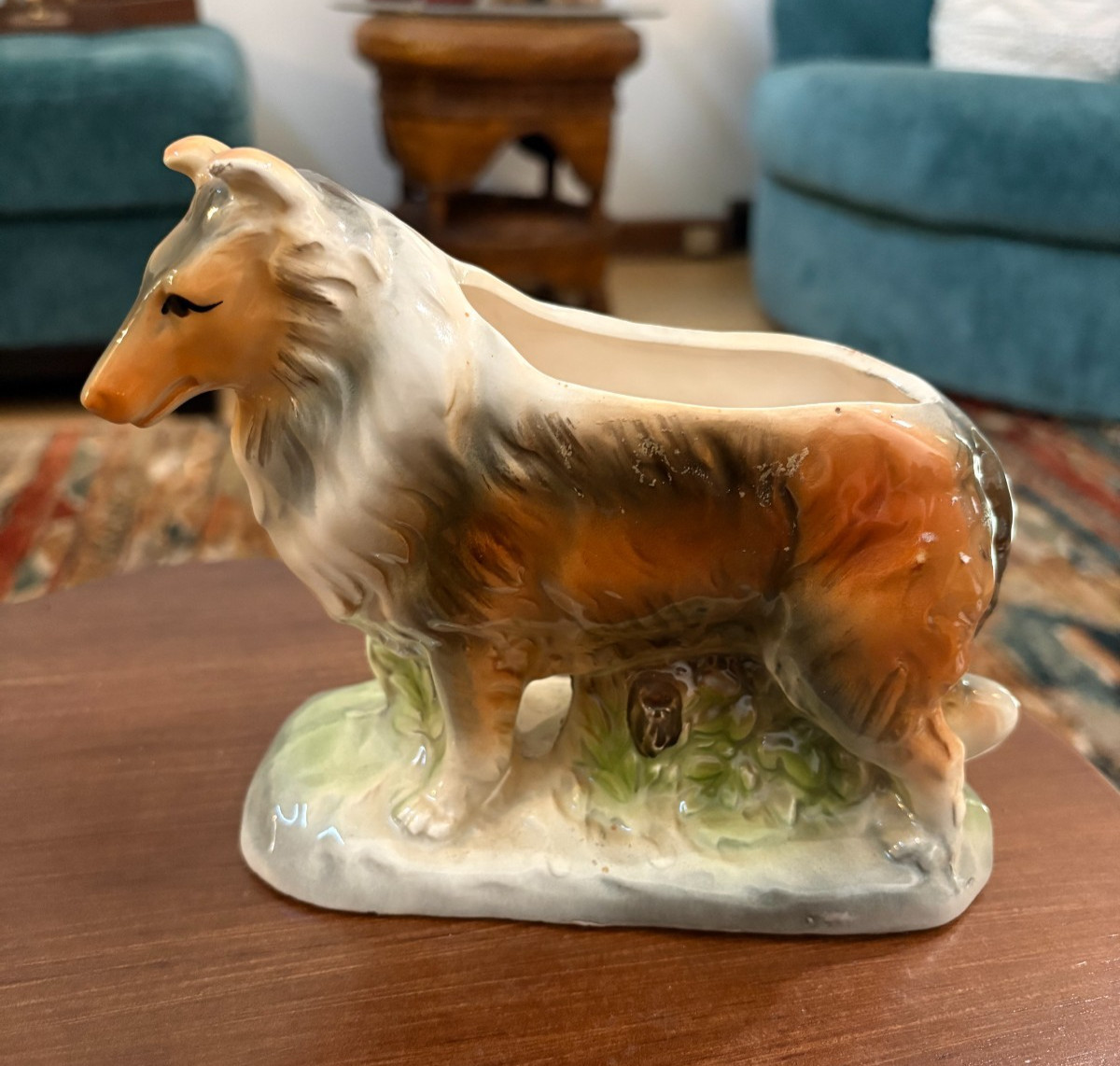 Vintage 1960s RELPO Lassie Collie Dog Planter Pen Holder Statue Figurine Japan