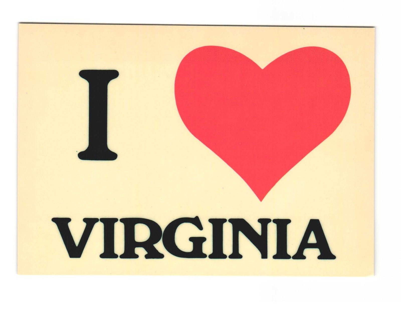 Greetings from Virginia, I heart Virginia vintage postcard unposted
