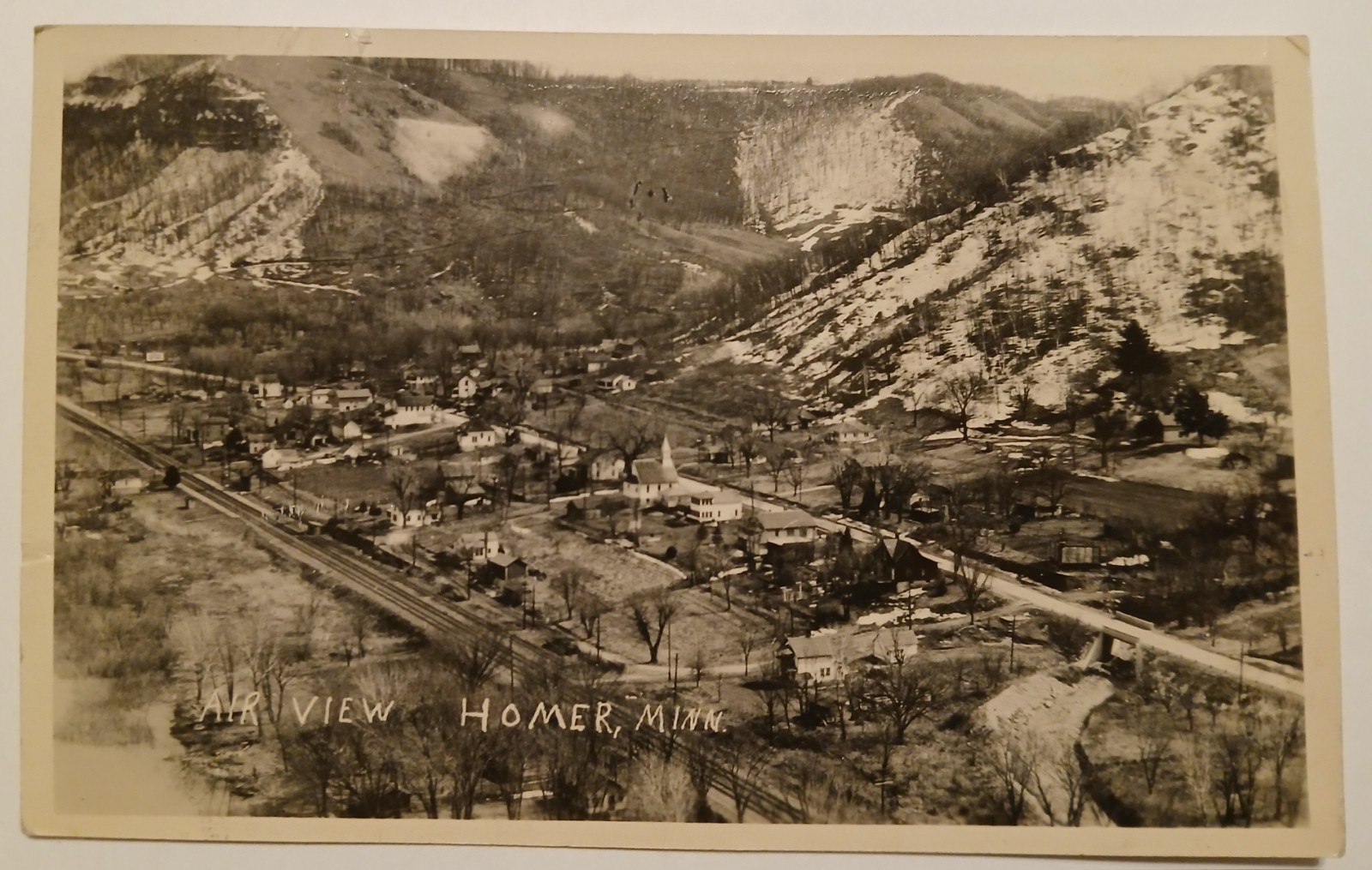 Air View of Homer Minnesota Real Photo Postcard 