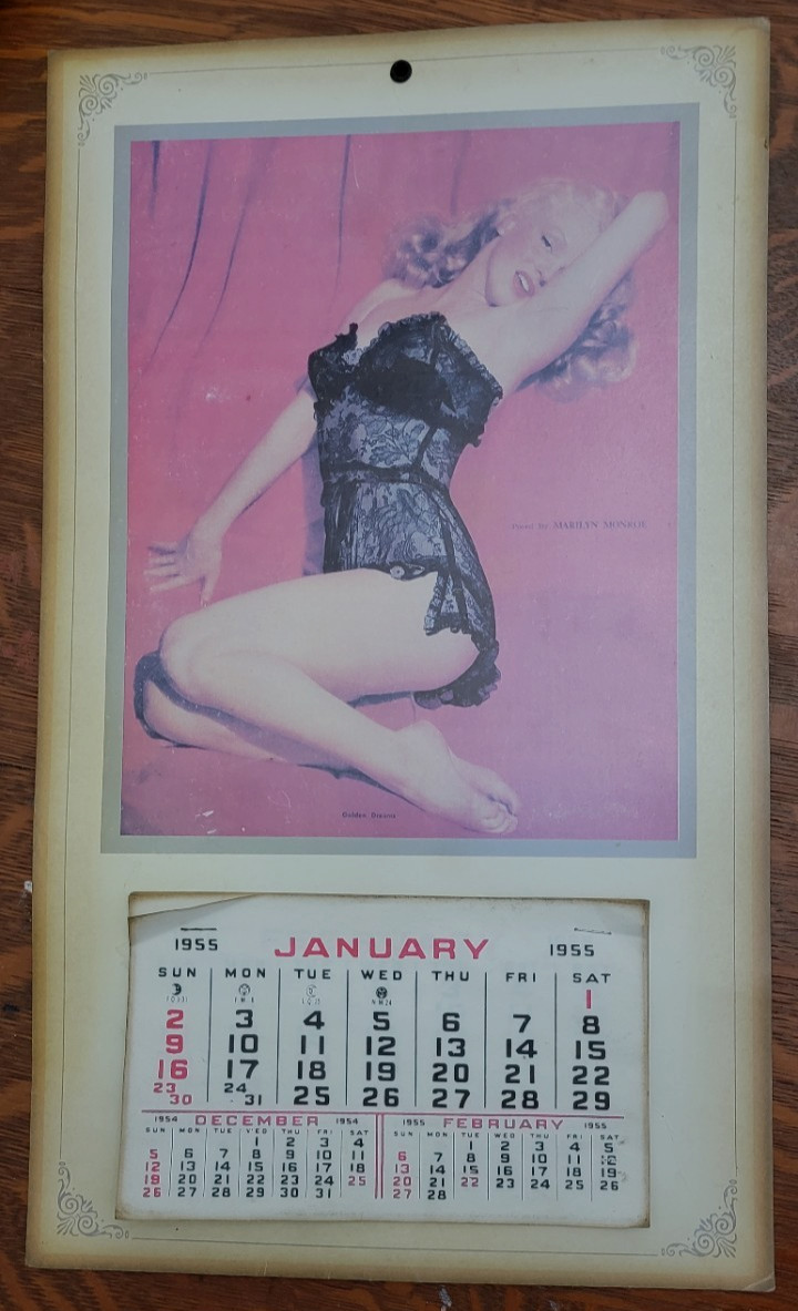ORIGINAL VTG 1955 Marilyn Monroe Golden Dreams Pin-Up Calendar 12 Month Intact