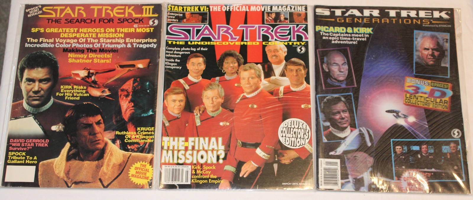 Starlog Star Trek Movie Magazines Lot of 3 ST III, VI & Generations good cond