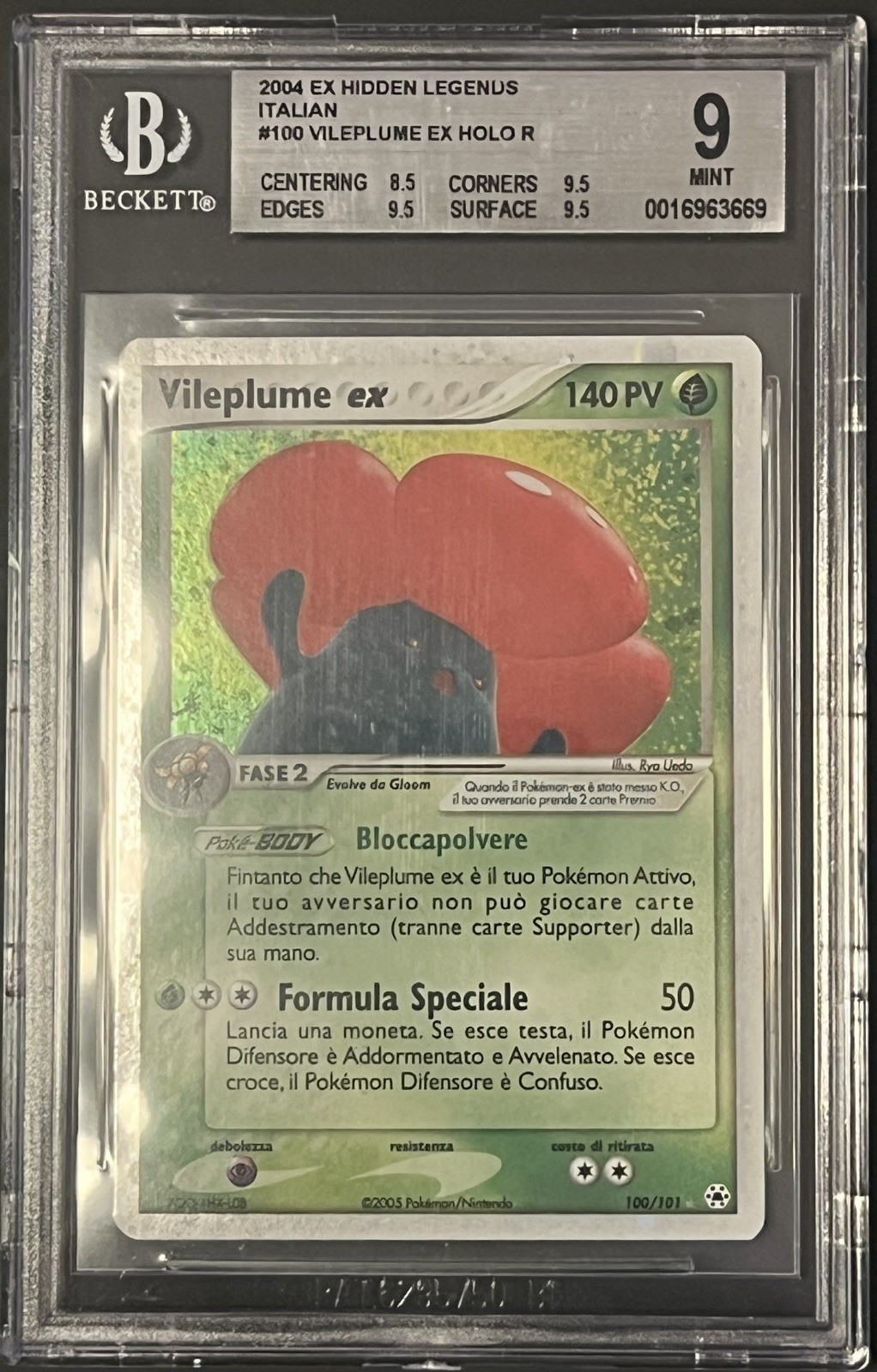 2004 POKEMON EX HIDDEN LEGENDS #100 VILEPLUME EX-HOLO ITA BGS 9 2004 POKEMON EX HIDDEN LEGENDS #100 VILEPLUME EX-HOLO ITA BGS 9