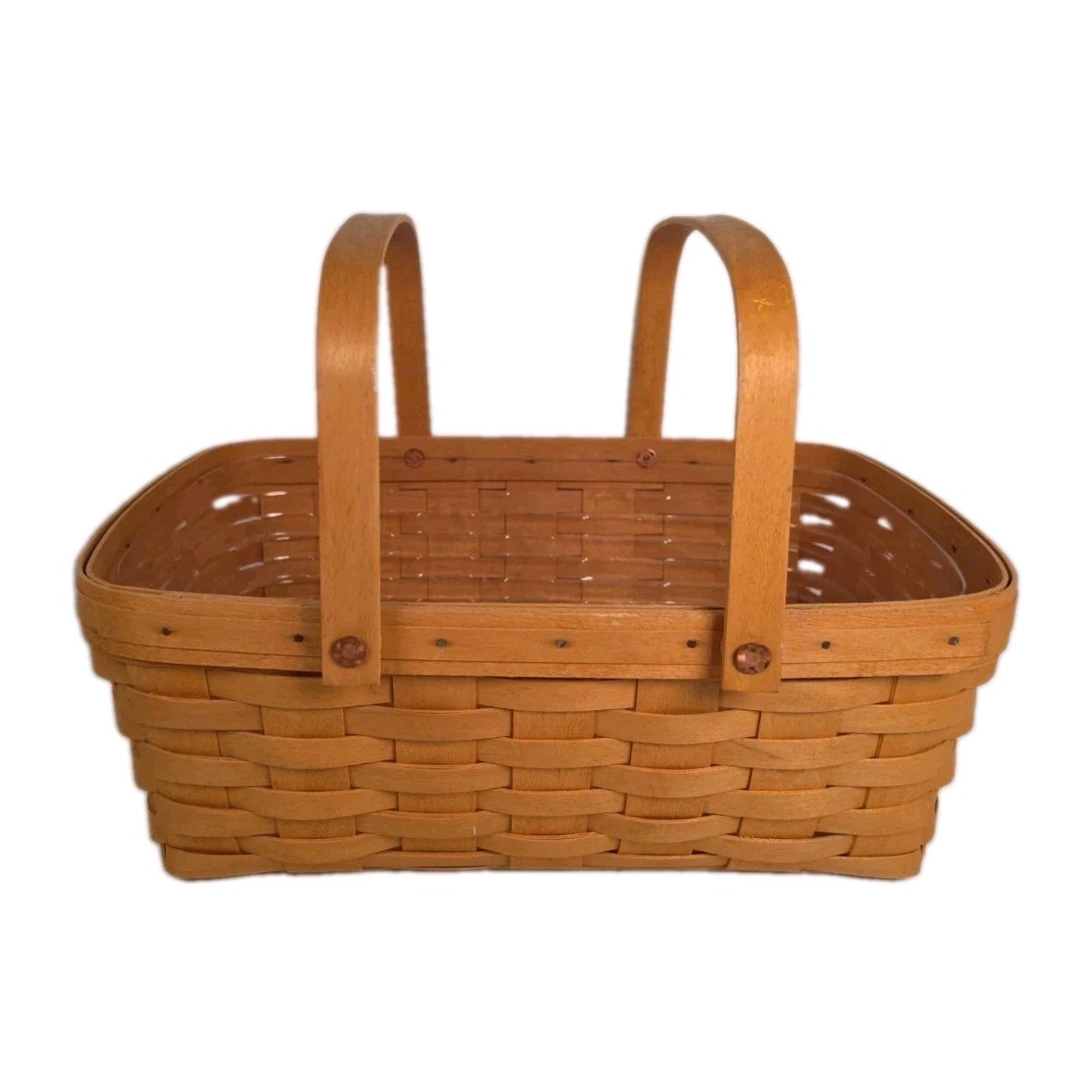 Longaberger 1998 Medium Market Basket Dual Handles Plastic Protector 15x10x5.5