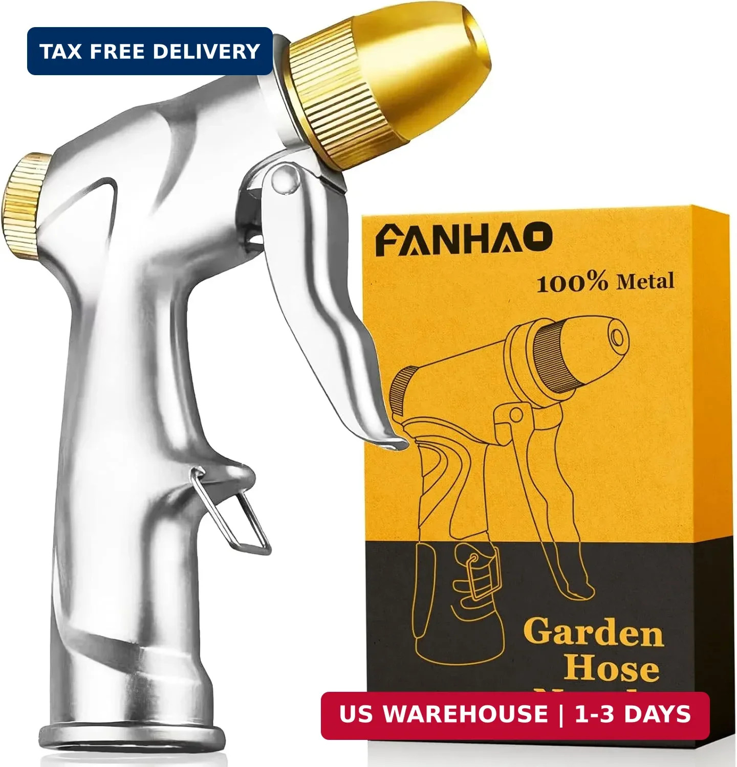FANHAO Upgraded 100% Metal Garden Hose Nozzle Heavy Duty, High Pressure | Rustpr FANHAO Upgraded 100% Metal Garden Hose Nozzle Heavy Duty, High Pressure | Rustpr
