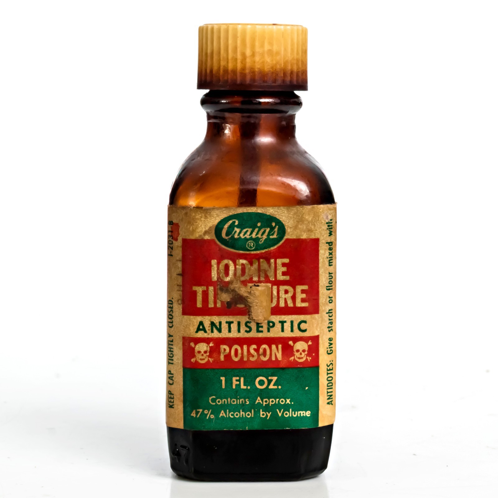 Craig\'s Iodine Tincture Antiseptic - 1oz Bottle - Vintage