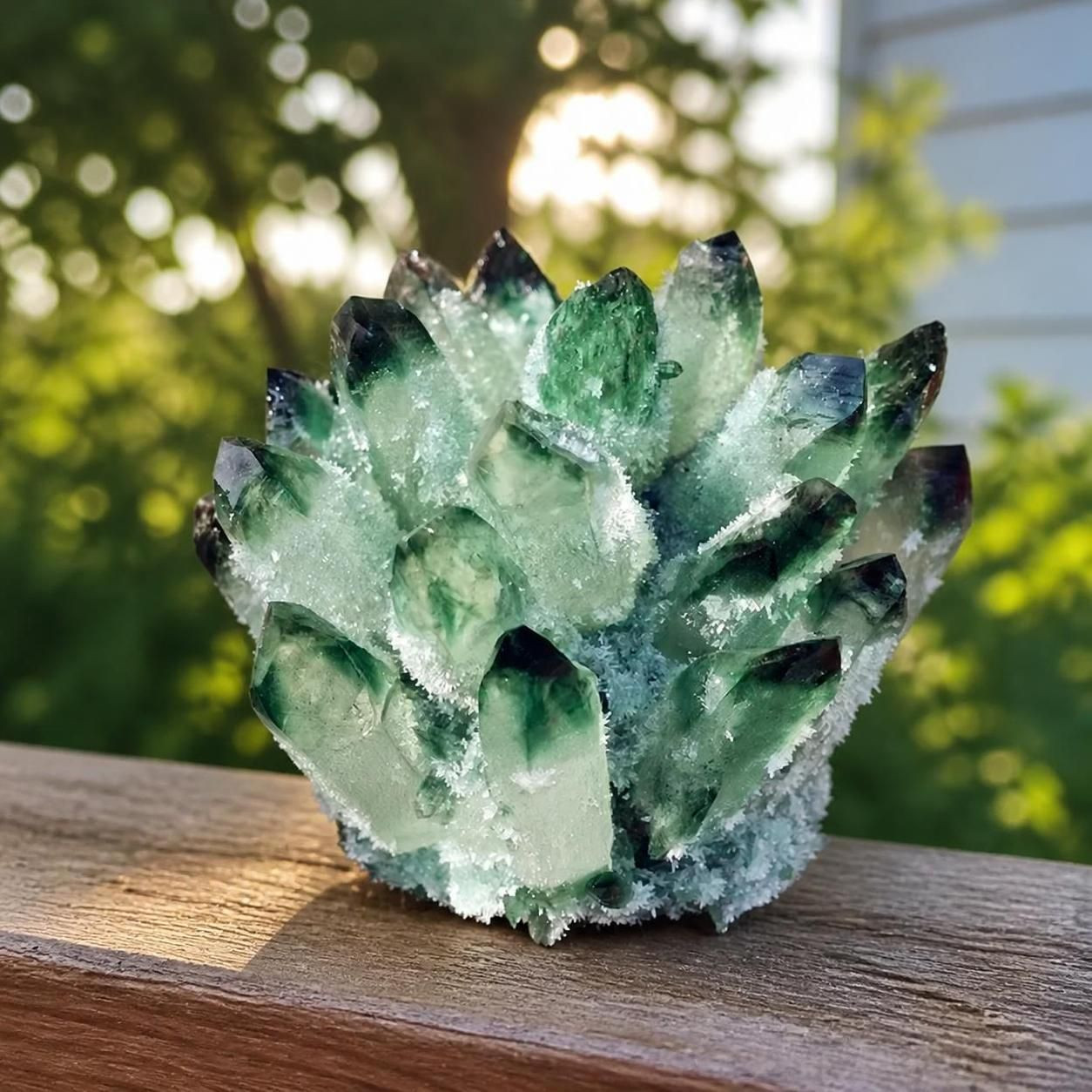 400g+ Rare Natural Green Phantom Quartz Crystal Cluster Raw Mineral Specimen Gif