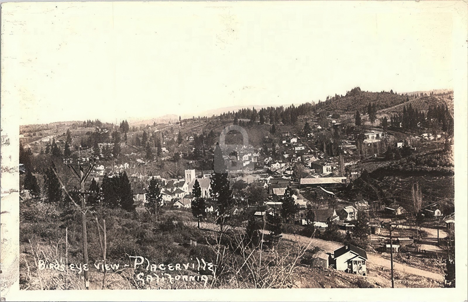 Placerville CA California Birdseye Town View 1920 RPPC Photo Postcard COPY Placerville CA California Birdseye Town View 1920 RPPC Photo Postcard COPY