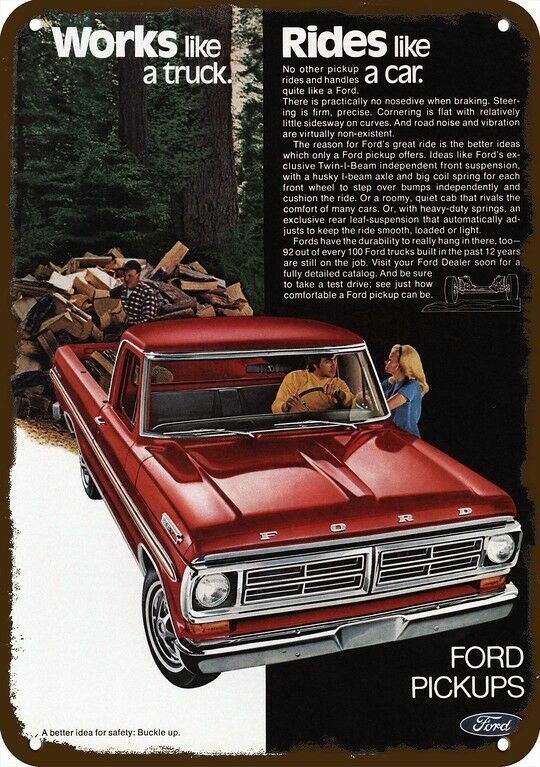 1972 FORD F100 Pickup Truck Vintage-Look-Edge DECORATIVE REPLICA METAL SIGN 1972 FORD F100 Pickup Truck Vintage-Look-Edge DECORATIVE REPLICA METAL SIGN