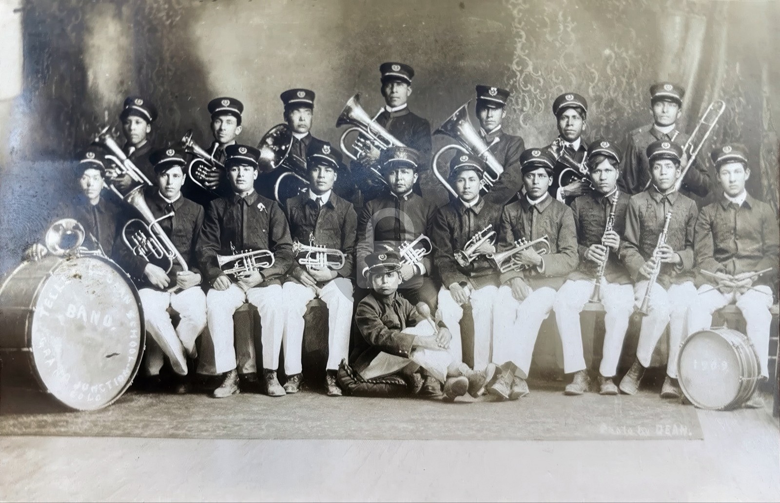 c1908 Teller Indian School Band Grand Junction Colorado RPPC Photo Postcard COPY