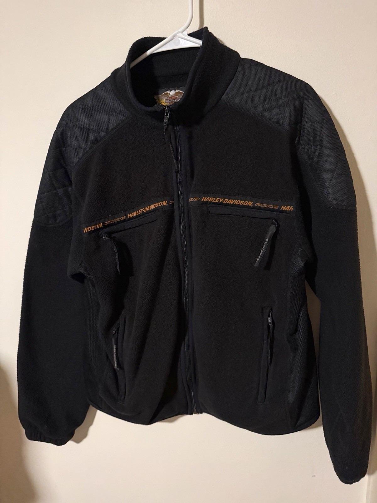 Vintage Harley Davidson MotorClothes Fleece Jacket Made USA Black Zip Size M