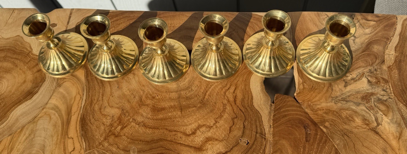 Vtg Lot of 6 Brass Tapered Candlesticks Table Event Decor Patina. Made In India