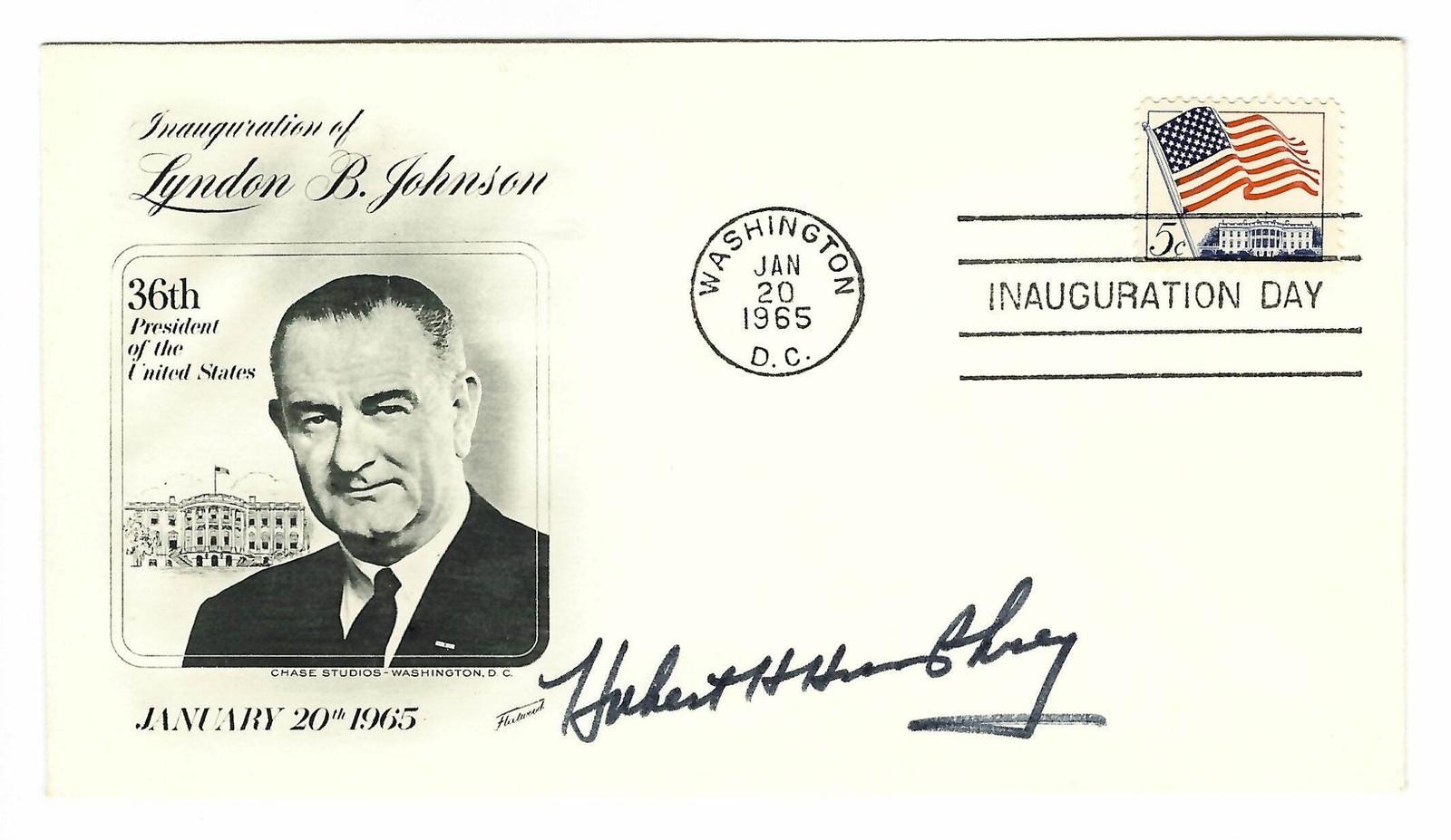 1/20/65 LYNDON B. JOHNSON INAUGURAL COVER, HUBERT H HUMPHREY SIGNATURE-NR MINT 1/20/65 LYNDON B. JOHNSON INAUGURAL COVER, HUBERT H HUMPHREY SIGNATURE-NR MINT