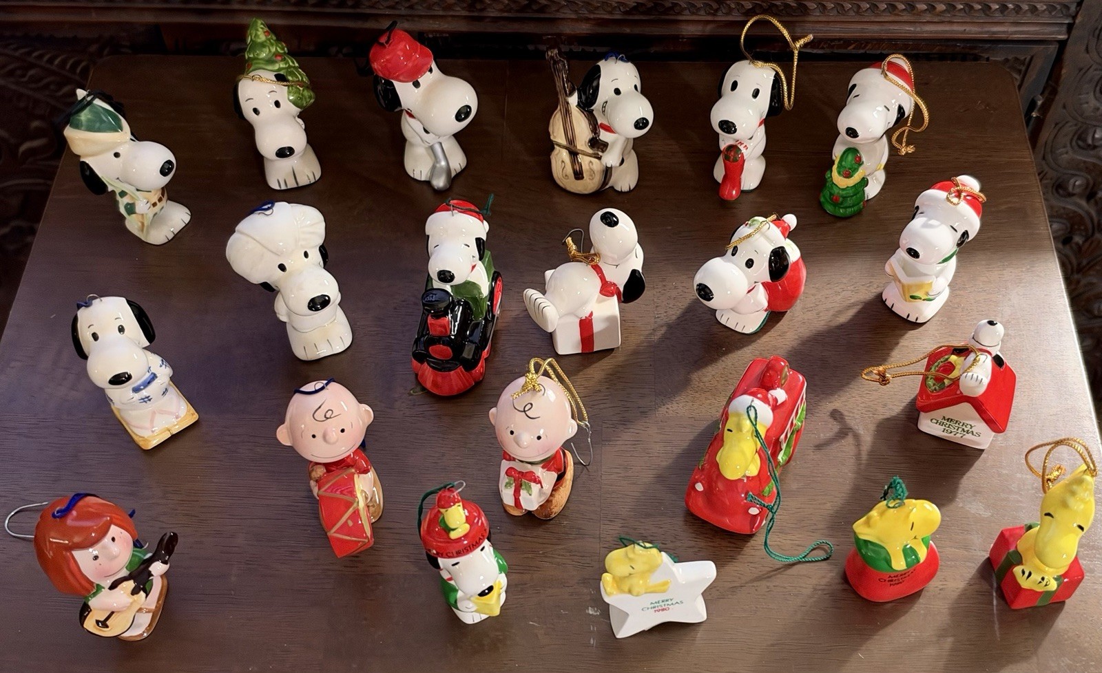 Vintage Peanuts Christmas Ornaments, 1960s-1980s, Lot Of 21, Ready To Hang,Japan