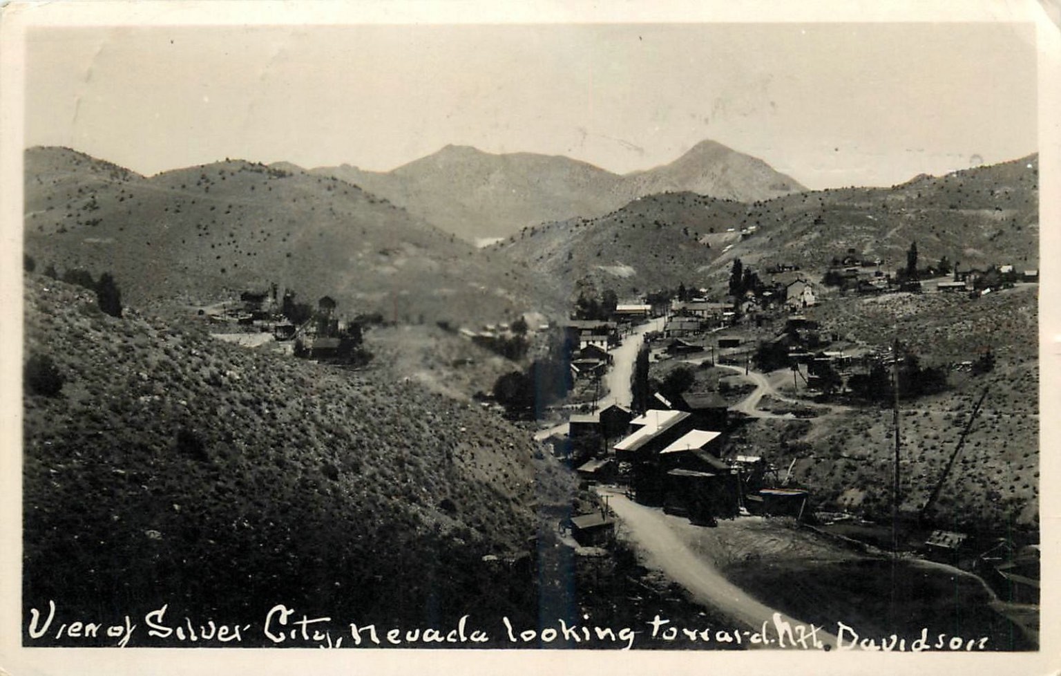 1940 Silver City Nevada RPPC Postcard Mt. Davidson Mining Town Posted 1940 Silver City Nevada RPPC Postcard Mt. Davidson Mining Town Posted