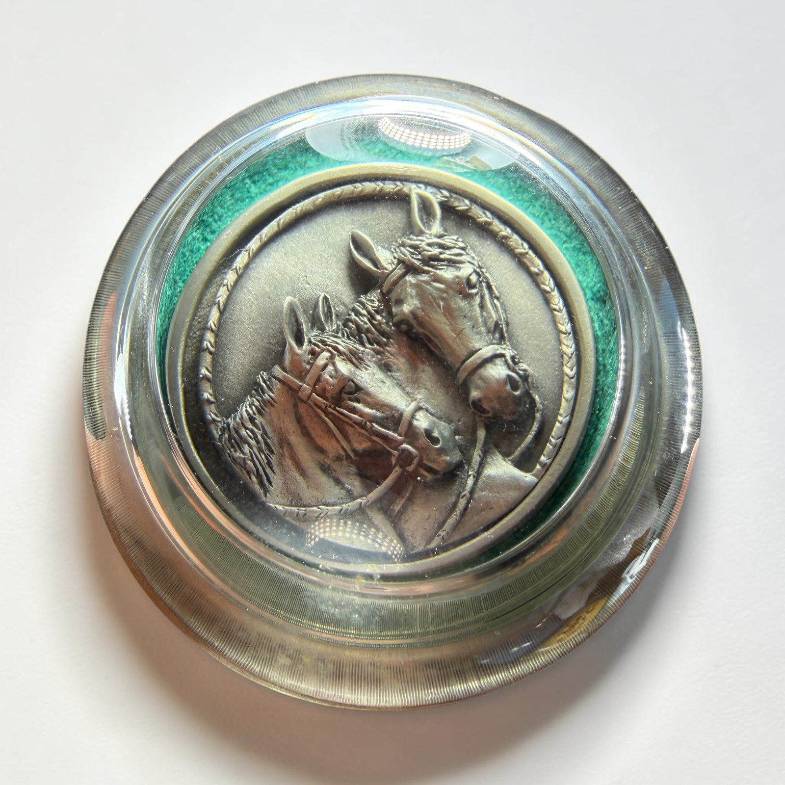 Vintage Fort Pewter Horse Heads Dome Paperweight Equestrian Desk Decor 3 Inch Vintage Fort Pewter Horse Heads Dome Paperweight Equestrian Desk Decor 3 Inch