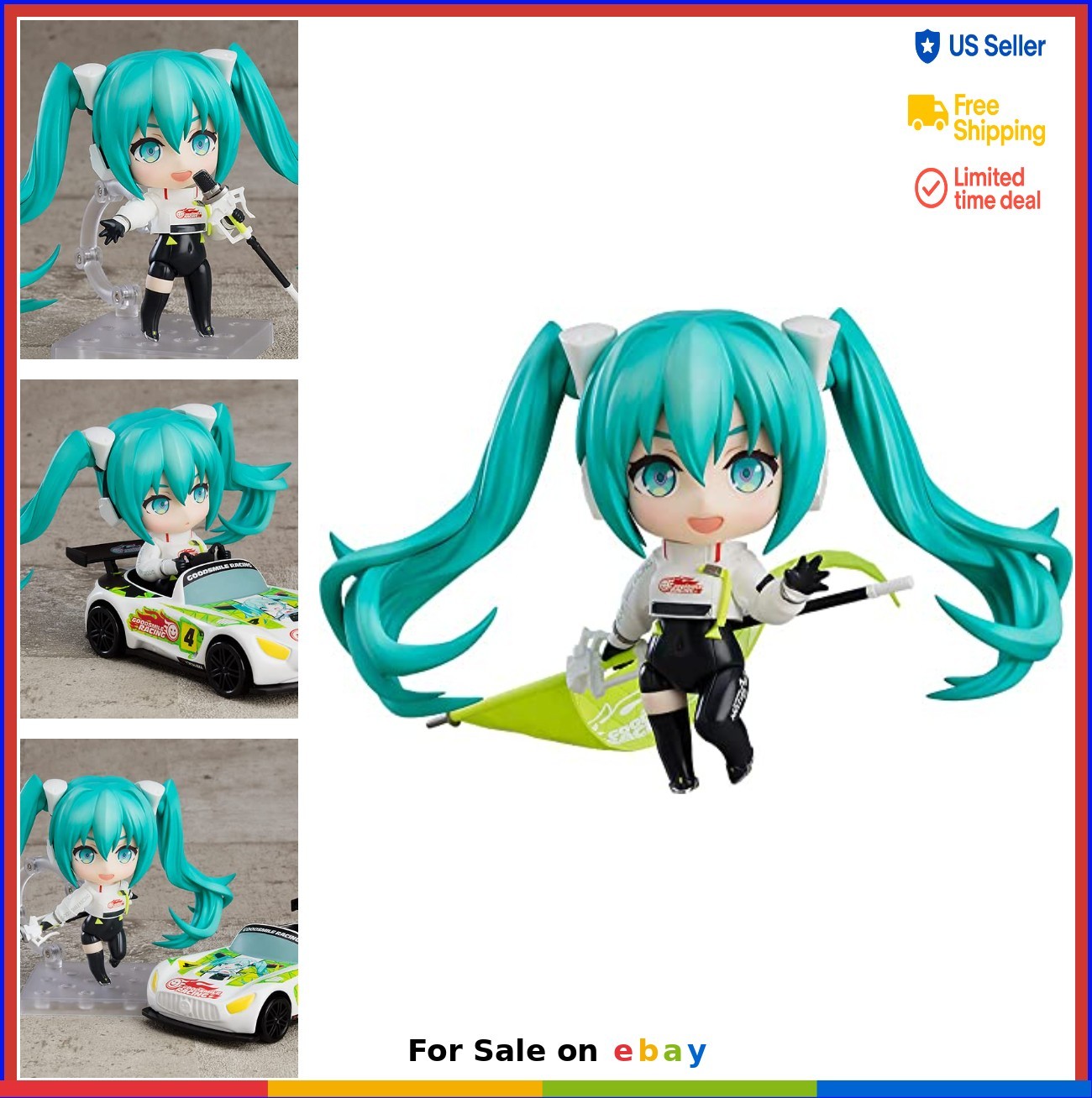 Nendoroid Action Figure Hatsune Miku Racing 2022 Ver. Flag Microphone Car Posed