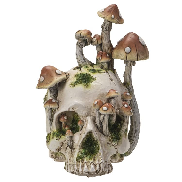 Pacific Giftware Skull with Mushrooms Figurine 8.27in Resin Halloween Decor Pacific Giftware Skull with Mushrooms Figurine 8.27in Resin Halloween Decor